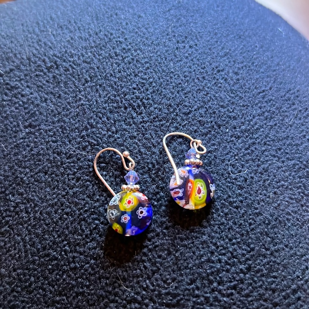 Cute Button Millefiori Earrings